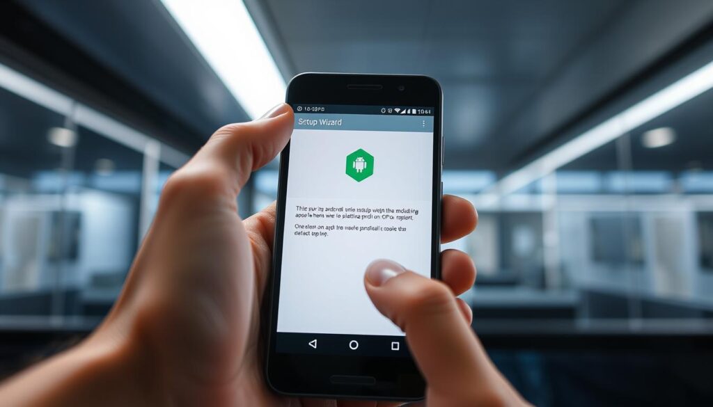 Step-by-step Android app installation process, showcasing a modern, minimalist style. Foreground depicts a smartphone screen displaying the Android setup wizard, with clean UI elements and intuitive navigation. Middleground features a hand interacting with the touchscreen, highlighting the tactile aspect of the installation. Background presents a sleek, high-tech environment with subtle, ambient lighting to convey a sense of refinement and professionalism. The overall composition emphasizes efficiency, user-friendliness, and the seamless integration of technology into everyday life. Step-by-step Android app installation process, showcasing a modern, minimalist style. Foreground depicts a smartphone screen displaying the Android setup wizard, with clean UI elements and intuitive navigation. Middleground features a hand interacting with the touchscreen, highlighting the tactile aspect of the installation. Background presents a sleek, high-tech environment with subtle, ambient lighting to convey a sense of refinement and professionalism. The overall composition emphasizes efficiency, user-friendliness, and the seamless integration of technology into everyday life.